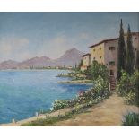 Italian Schooloil on canvasMediterranean coastal landscapeindistinctly signed J. Kyintra50 x 60cm