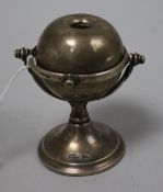 An Edwardian silver gyrating globe pen holder by Walker & Hall, Sheffield, 1904, 8.3cm.