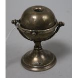 An Edwardian silver gyrating globe pen holder by Walker & Hall, Sheffield, 1904, 8.3cm.