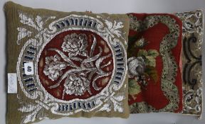 Three Victorian Berlin beadwork cushions