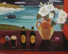 After Mary Feddenoil on canvas boardStill life with Guinness bottles40 x 50cm