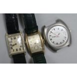 Three assorted gentleman's wrist watches to include a Bulova gold plated and steel, a gold filled