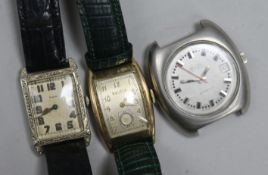 Three assorted gentleman's wrist watches to include a Bulova gold plated and steel, a gold filled