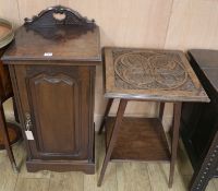 A bedside cabinet and occasional table, H.88cm cabinet, H.66cm table