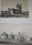 A box of assorted unframed engravings and other printsmostly topographical views