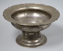 A Scandinavian 830 standard silver bowl, on quadruped supports, 22.3cm, 16 oz.