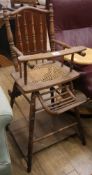 A Victorian beech child's high chair,