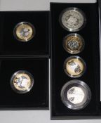 A cased 2009 UK silver and two Piedfort £2 coins, all cased