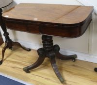 A Regency mahogany card table, W.92cm