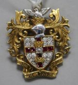 An 18ct gold, diamond and ruby set "Guild of Freeman of the City of London" brooch, 34mm, gross 16.8