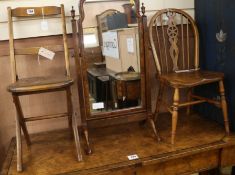 A child's ash and elm wheelback Windsor chair and a a child's beech folding chair