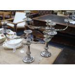 A pair of plated candelabra