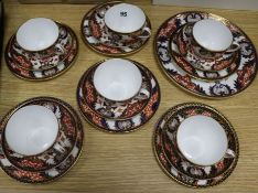 A Crown Derby six place setting Imari designed tea set