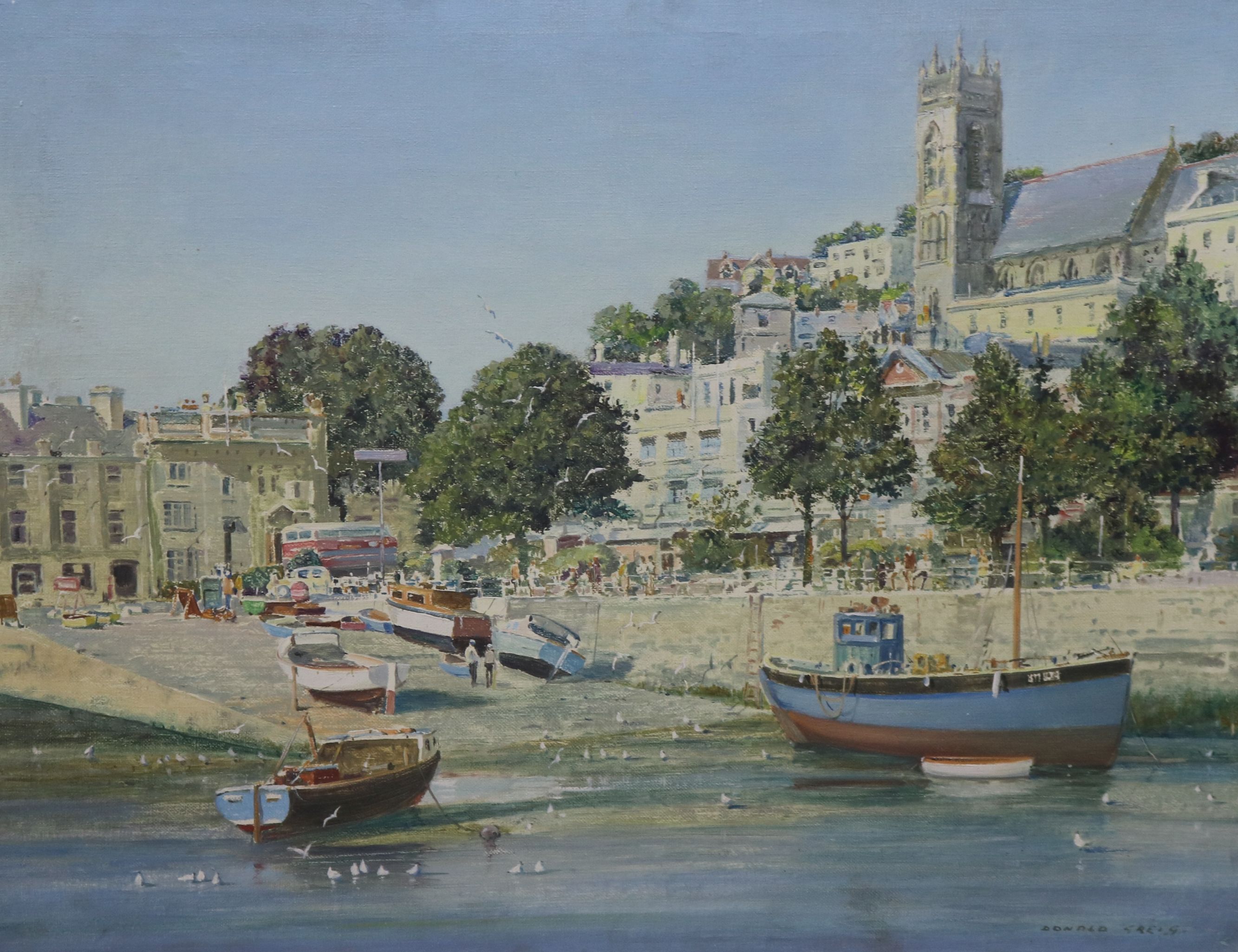 Donald Greig (1916-2009)oil on canvas'The Strand, Torquay'50 x 64cm