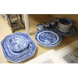 Twenty one 18th century Chinese assorted blue and white plates and dishes