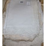 A Whitework 19th century christening gown, under petticoat and mixed linens