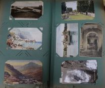 Three albums of early 20th century topographical postcards and a collection of loose postcards