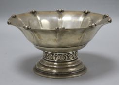 A 1920's Danish silver pedestal bowl, diameter 19.8cm, 11 oz.