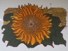 Robert Tavenerlimited edition printSunflower and barnssigned in pencil, 28/3047 x 62cm, unframed