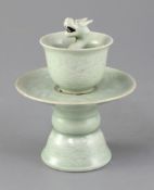 A 19th century Chinese celadon cup and stand