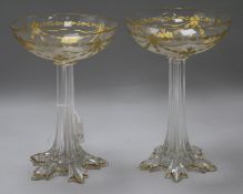 A pair of gilt glass comports