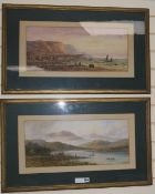 E* Lewis (19th century)pair of watercoloursMountainous coastal landscape with fishing boats and