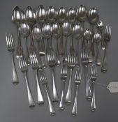 A mixed quantity of mainly 19th century silver flatware, 52.5 oz.