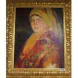Dr Fernando Alvarez de Sotomayor (1875-1960)oil on canvas'Gallega'signed48 x 38cm.