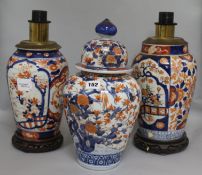 Three Imari vases