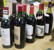 Nine bottles of mixed red wines