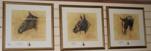 Martin Alford4 watercoloursHead studies of winning racehorses,all signed in the margin by Paul