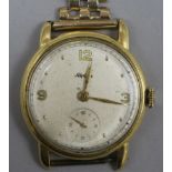 A gentlemen's 18ct gold-cased Alpina wristwatch on 9ct gold Chamcraft bracelet.