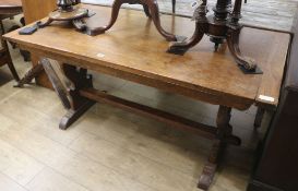 An oak refectory table, W.155cm