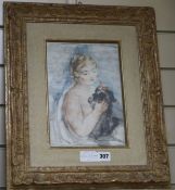 Willi Nowak (1886-1977)watercolourGirl with a lap dogsigned in pencil, blindstamped10.5 x 7.5in.