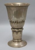 A stylish early 20th century Danish silver vase, with engraved inscription, height 26.2cm, 17 oz.