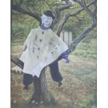 Peter Messer (1954-)egg tempera on boar"Self portrait as a scarecrow"signed21 x 16.5cm