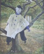 Peter Messer (1954-)egg tempera on boar"Self portrait as a scarecrow"signed21 x 16.5cm