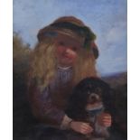 Victorian Schooloil on canvasGirl with a King Charles Spanielmonogrammed JR34 x 28.5cm