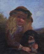 Victorian Schooloil on canvasGirl with a King Charles Spanielmonogrammed JR34 x 28.5cm