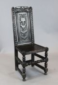 A late 17th century oak wood seat side chair