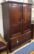 A Georgian mahogany linen press, H.189cm