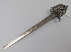 A late Victorian Scottish silver "sword" paperknife, by James Rettie & Son,Edinburg, 1892, 21.7cm