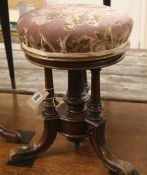 Two Victorian circular adjustable piano stools