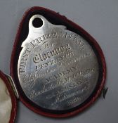 A cased 1832 silver presentation plaque