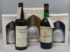 Cavendish Vintage 1949 Vin de Liqueur, Graham's Vintage Port Finest Reserve 1970 and three Bell's