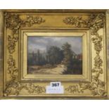 Early 19th century English Schooloil on wooden panelChurch in a landscape11.5 x 17cm