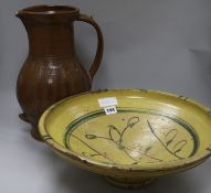 A Studio pottery jug and bowl