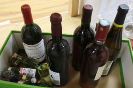Five mixed wines and miniature spirits