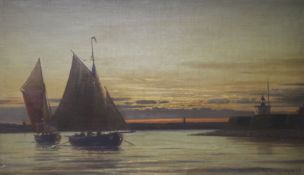 C. Eckardtoil on canvasHarbour scenesigned and dated 188928 x 49cm.