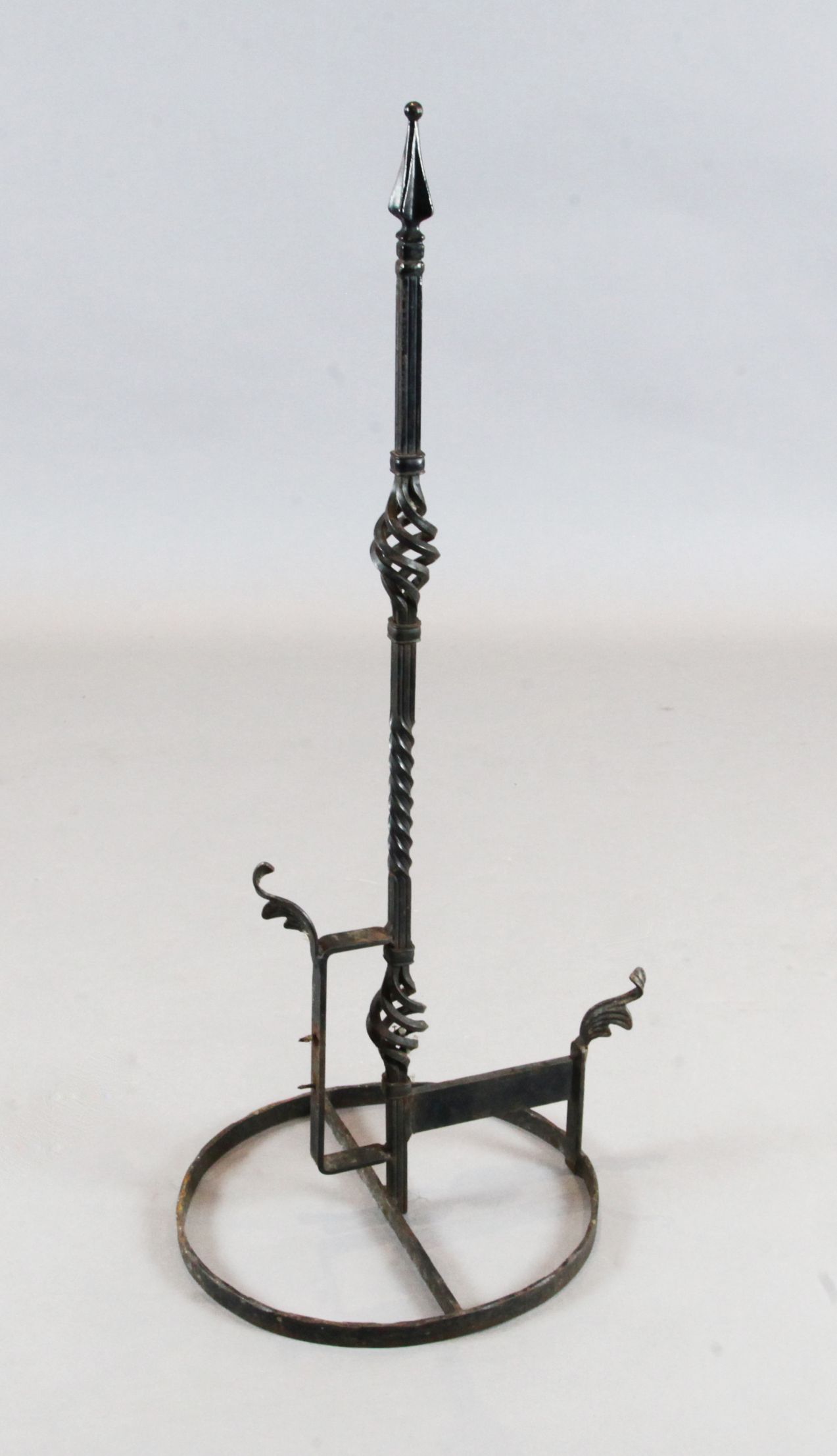 A Victorian wrought iron boot scraper, ex Fine Art Society H.3ft 4in.